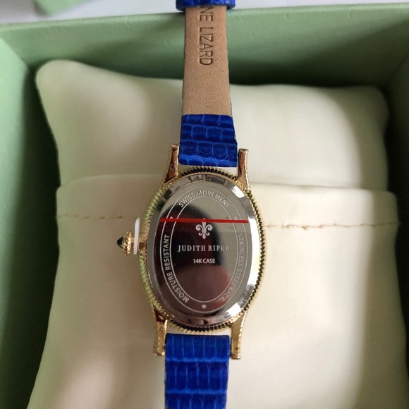 Judith Ripka 14 Gold & Cobalt Blue Lizard Watch - Picture 4 of 8
